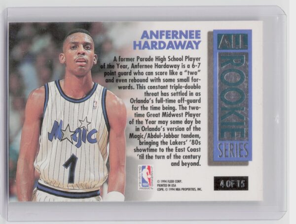 1993-94 Ultra Anfernee Hardaway All Rookie Series #4 Orlando Magic - Image 3