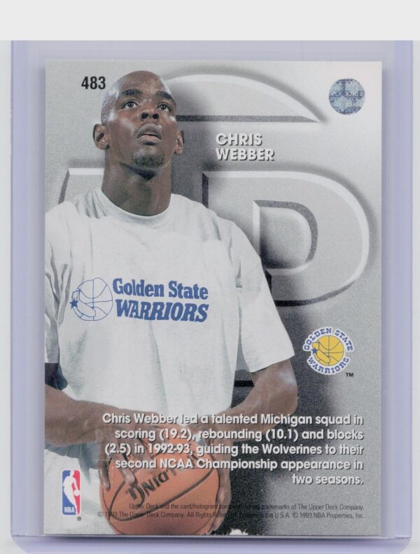 1993-94 Upper Deck Chris Webber #483 Warriors - Image 3