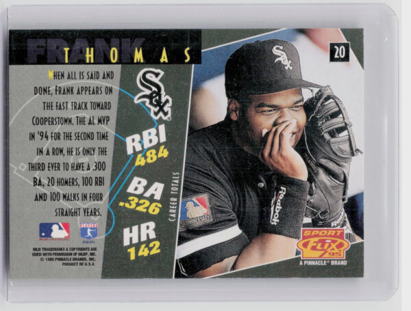 1995 Sportflix Frank Thomas #20 Sox - Image 3