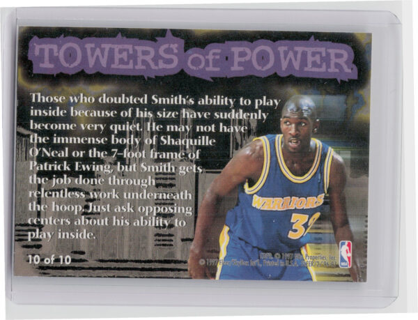 1996-97 Fleer Joe Smith #10 Warriors Towers of Power - Image 3