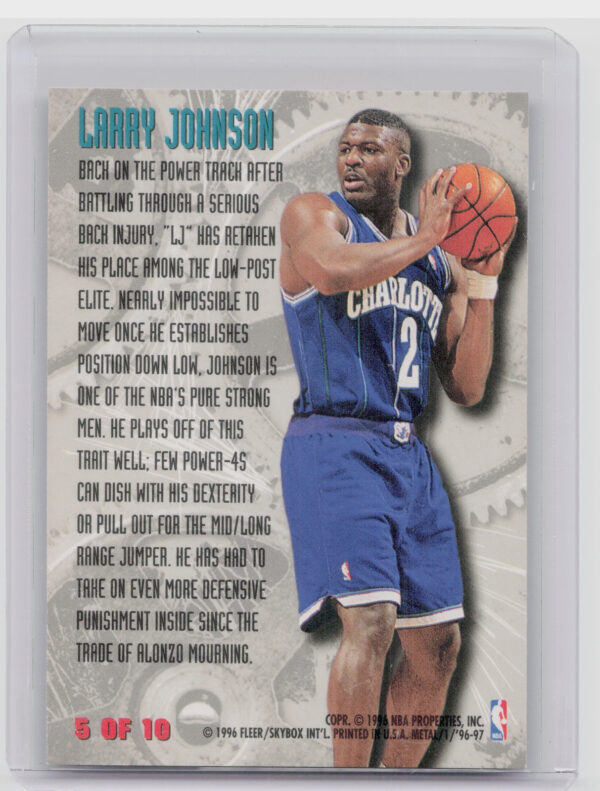 1996-97 Metal Larry Johnson #5 Hornets Power Tools - Image 3