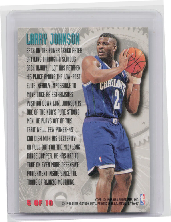 1996-97 Metal Larry Johnson #5 Hornets Power Tools - Image 3