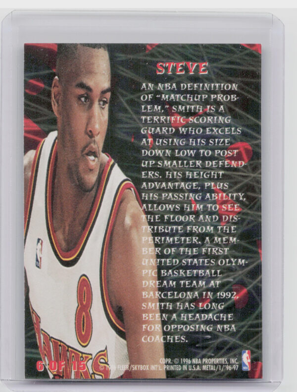 1996-97 Metal Steve Smith #6 Hawks Metal Edge - Image 3