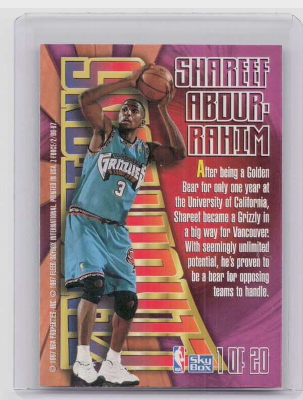 1996-97 SkyBox Z-Force Shareef Abdur-Rahim #1 Grizzlies Zensations - Image 3