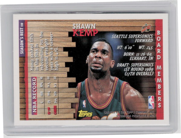 1996-97 Topps Shawn Kemp #10 SuperSonics Season's Best - Image 3