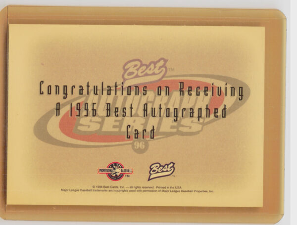 1996 Best Wes Helms AU #NNO Braves Autographs - Image 3