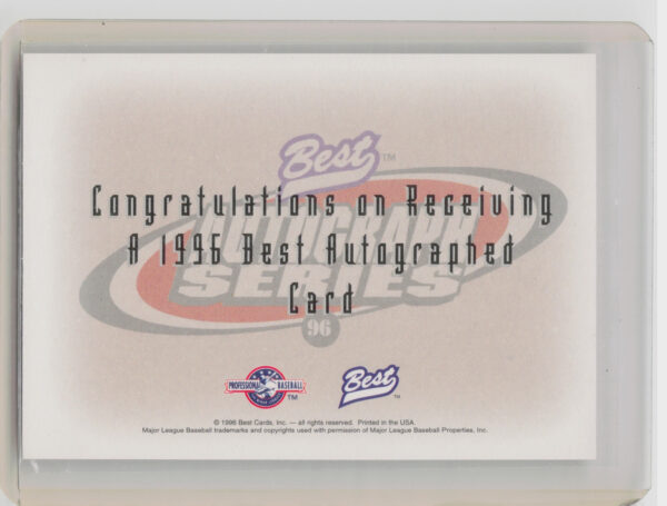 1996 Best Wes Helms AU #NNO Braves Autographs - Image 3