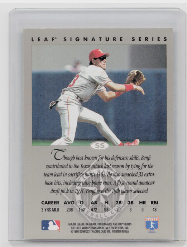 1996 Leaf Signature Series Benji Gil AU #NNO Rangers Autographs Bronze - Image 3