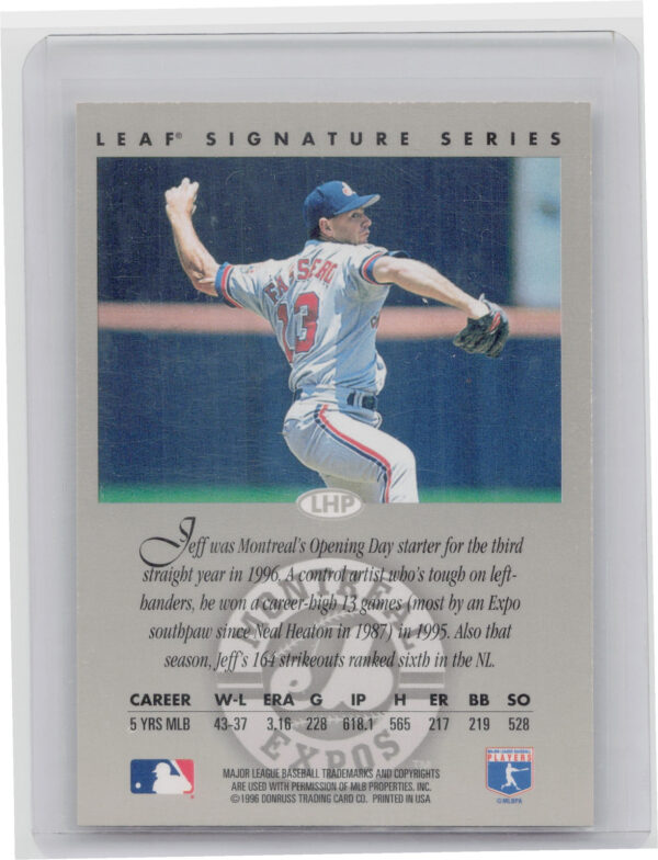 1996 Leaf Signature Series Jeff Fassero AU #NNO Expos Autographs Bronze - Image 3