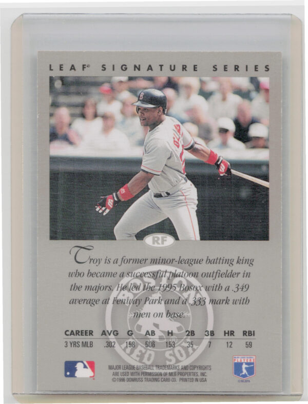 1996 Leaf Signature Series Troy O'Leary AU #NNO Sox Autographs Gold - Image 3