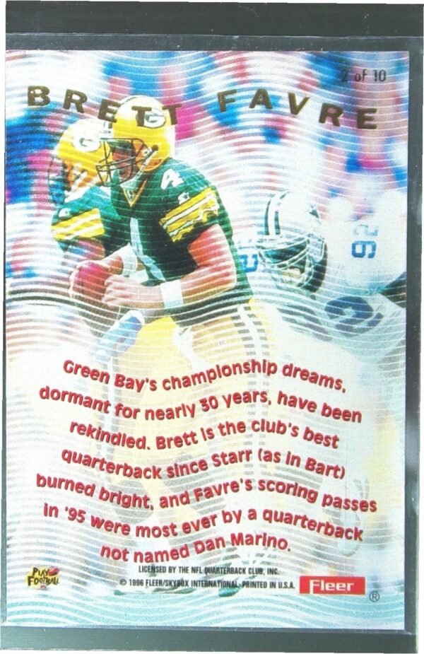 1996 Ultra Brett Favre #2 Packers Pulsating - Image 3