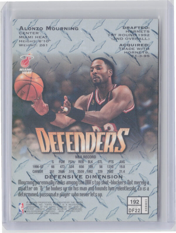 1997-98 Finest Alonzo Mourning 192 - Image 3