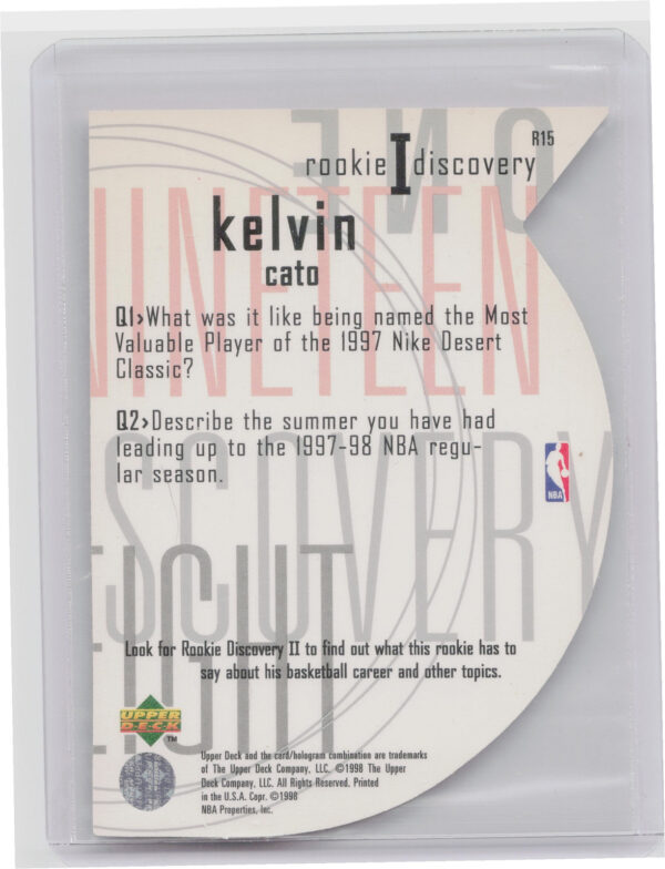 1997-98 Upper Deck Kelvin Cato #R15 Blazers Rookie Discovery I - Image 3