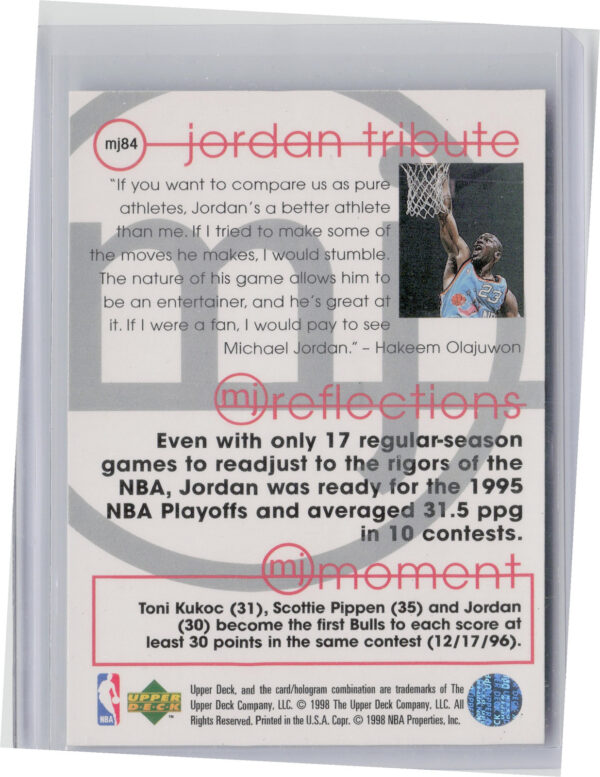 1997-98 Upper Deck Michael Jordan Tribute Michael Jordan #MJ84 Bulls - Image 3