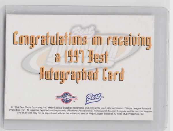 1997 Best Wes Helms AU #NNO Bulls Autographs Prospect Series - Image 3