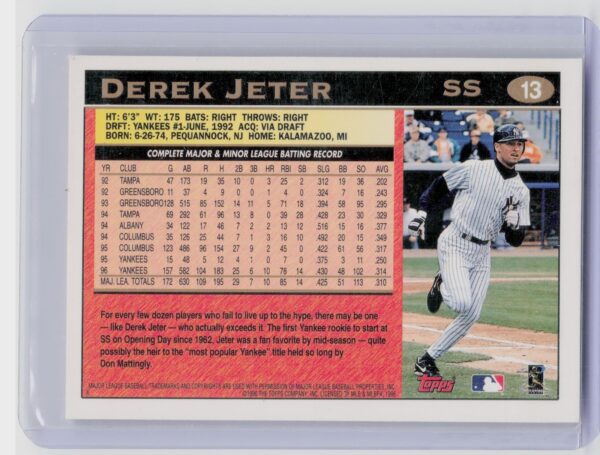 1997 Topps Derek Jeter #13 Yankees - Image 3