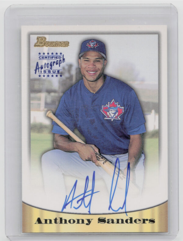 1998 Bowman Anthony Sanders AU #35 Jays Certified Autographs Blue Foil