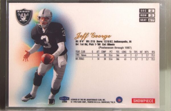 1998 Flair Showcase Jeff George Masterpiece Legacy Collection Row 3 (Flair) /1 - Image 3