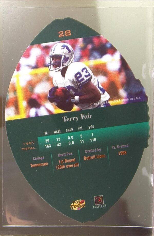 1998 Playoff Contenders Terry Fair #28 Lions Leather Die-Cut - Image 3