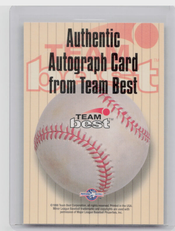 1998 Team Best Geoff Goetz AU #NNO Bombers Autographs Signature Series - Image 3