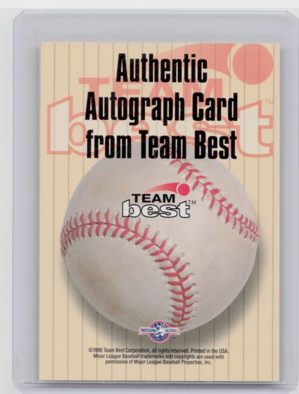 1998 Team Best Santiago Perez Auto #NNO Diablos Autographs Signature Series - Image 3