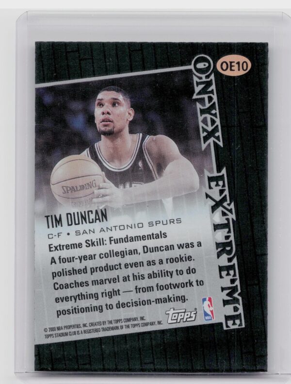 1999-00 Stadium Club Tim Duncan #OE10 Spurs Onyx Extreme - Image 3