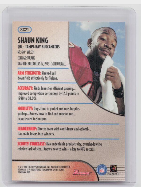1999 Bowman Shaun King #SC21 Buccaneers Scout's Choice - Image 3