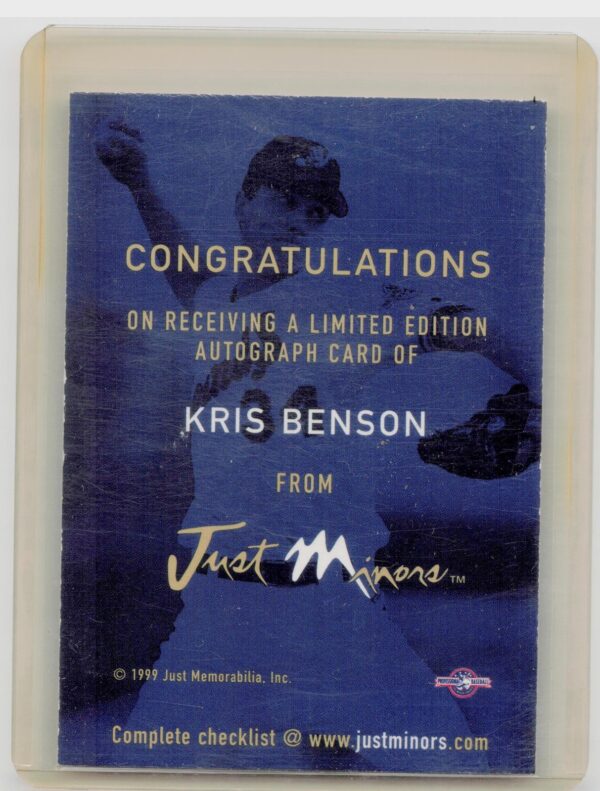 1999 Just Kris Benson Auto #NNO Sounds Autographs - Image 3