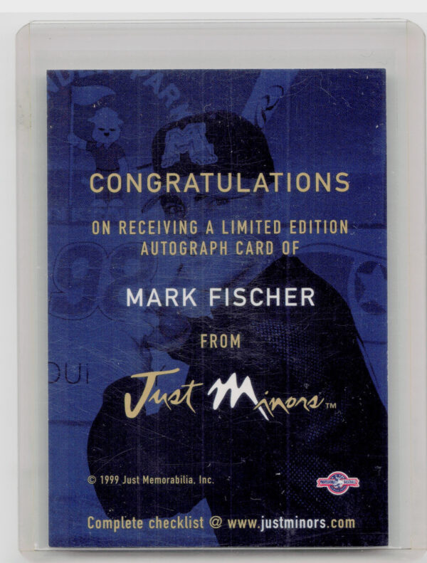 1999 Just Mark Fischer AU #NNO Cats Autographs - Image 3