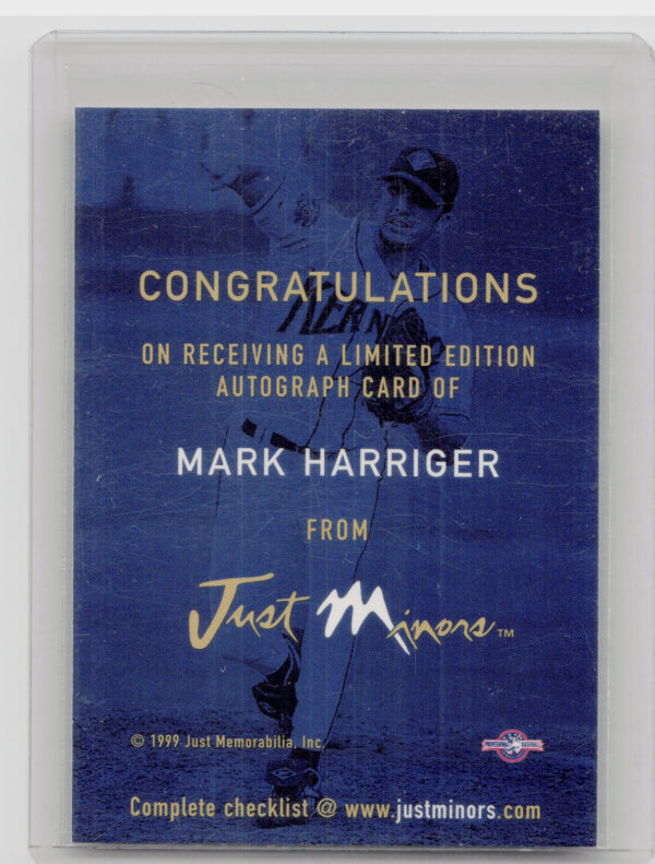 1999 Just Mark Harriger AU #NNO Kernels Autographs - Image 3