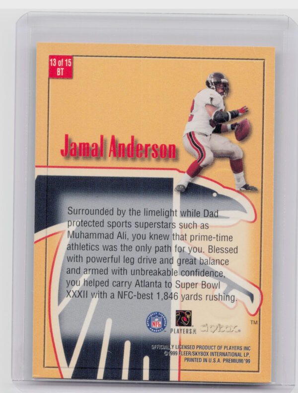 1999 SkyBox Premium Jamal Anderson #13 BT Falcons Box Tops - Image 3