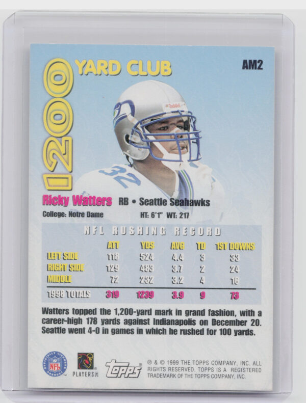 1999 Topps Ricky Watters #AM2 Seahawks All Matrix - Image 3