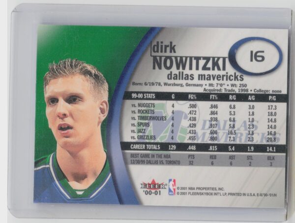 2000-01 E-X Dirk Nowitzki #16 Mavericks - Image 3