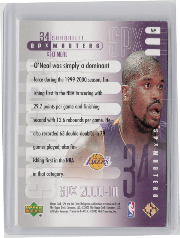 2000-01 SPx Shaquille O'Neal #M9 Lakers Masters - Image 3