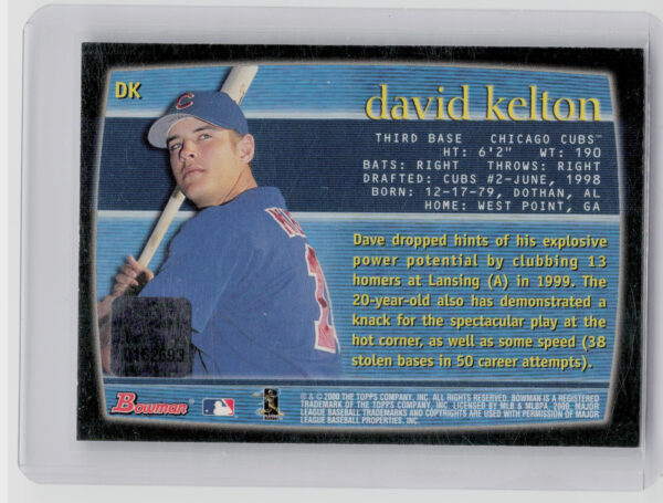 2000 Bowman David Kelton AU #DK Cubs Autographs - Image 3