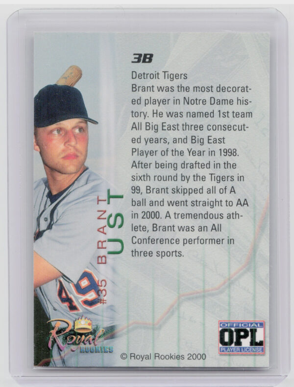 2000 Royal Rookies Futures Brant Ust AU SN4950 #35 Tigers Autographs - Image 3