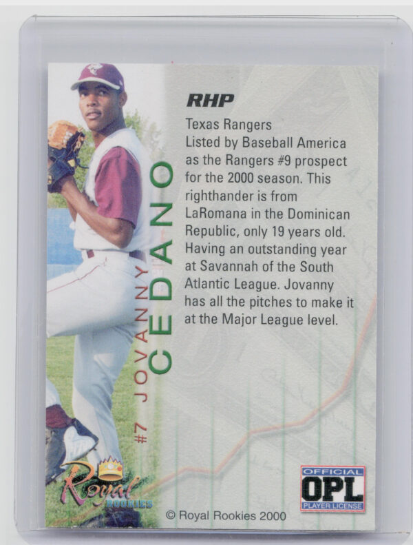 2000 Royal Rookies Futures Jovanny Cedeno AU SN4950 #7 Gnats Autographs - Image 3