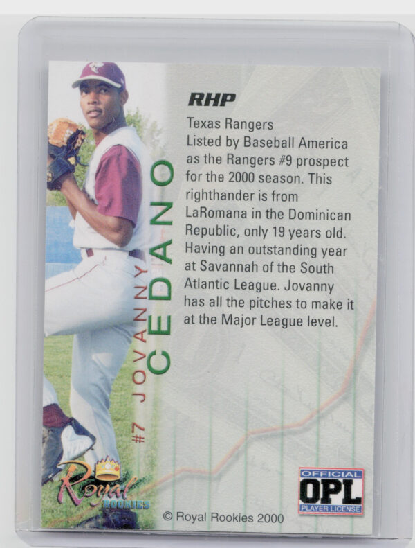 2000 Royal Rookies Futures Jovanny Cedeno AU SN4950 #7 Gnats Autographs - Image 3