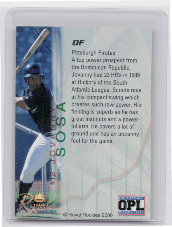 2000 Royal Rookies Futures Jovanny Sosa AU SN4950 #12 Crawdads Autographs - Image 3