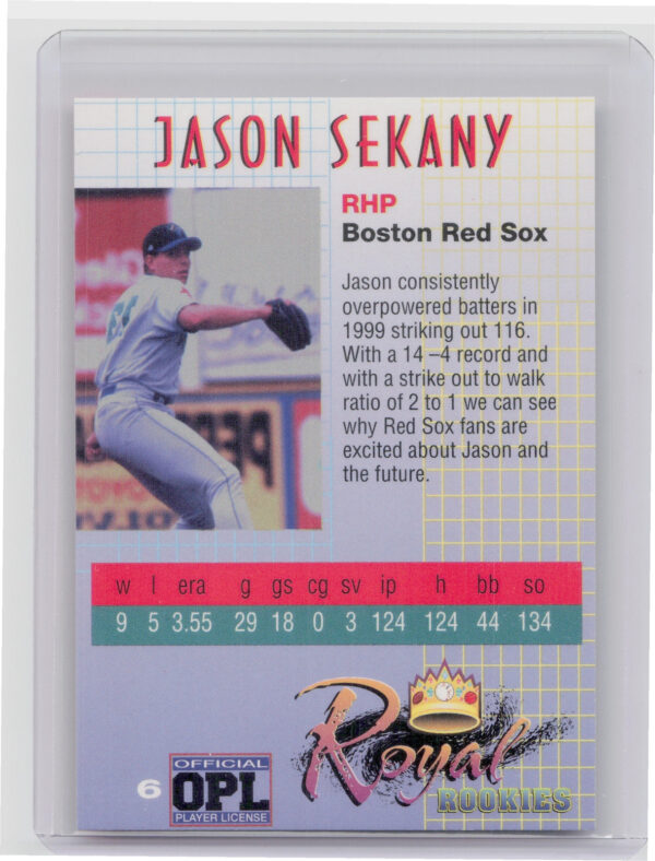 2000 Royal Rookies Jason Sekany AU SN4950 #6 Sox Autographs - Image 3