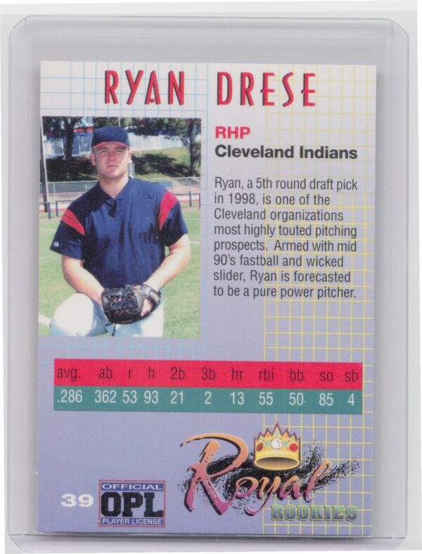 2000 Royal Rookies Ryan Drese AU SN4950 #39 Indians Autographs - Image 3