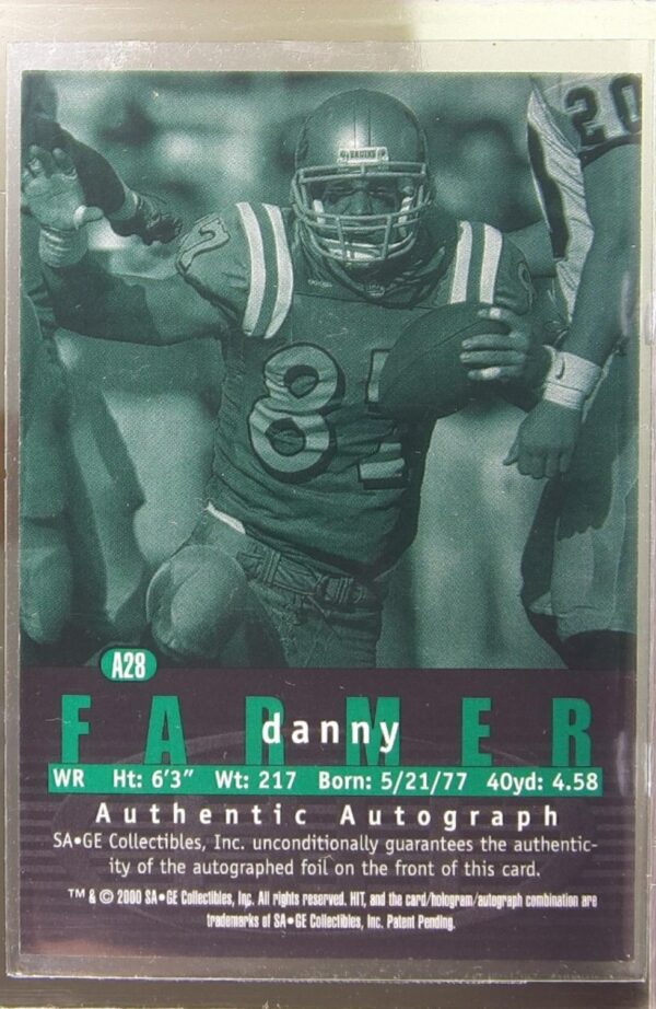 2000 SAGE HIT Danny Farmer Auto RC #A28 Bruins Autographs Diamond - Image 3