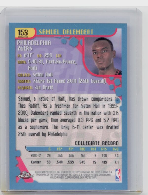 2001-02 Topps Chrome Samuel Dalembert Refractors #153 76ers - Image 3
