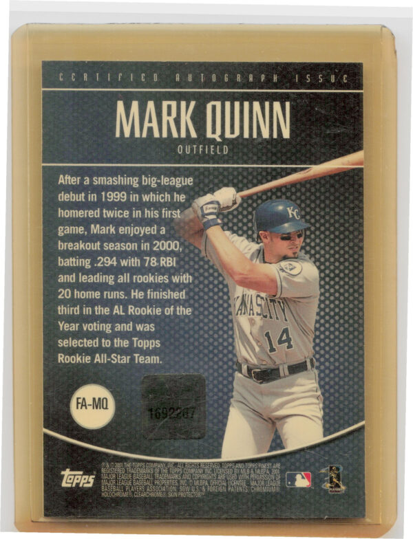 2001 Finest Mark Quinn AU #FA-MQ Royals Autographs - Image 3