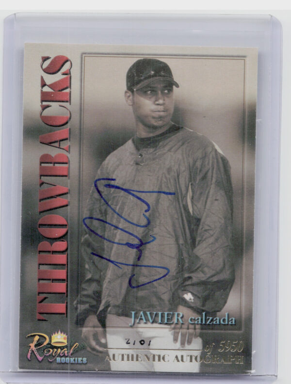 2001 Royal Rookies Throwbacks Javier Calzada AU SN5950 #30 Athletics Autographs