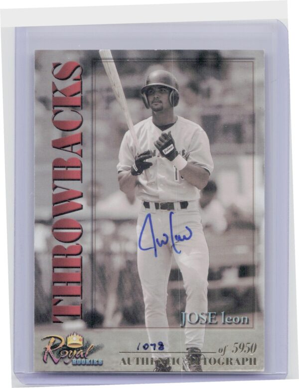 2001 Royal Rookies Throwbacks Jose Leon Auto /5950 #14 Orioles Autographs