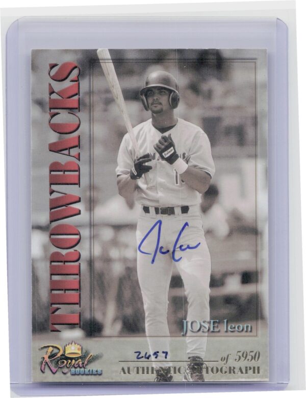 2001 Royal Rookies Throwbacks Jose Leon Auto /5950 #14 Orioles Autographs
