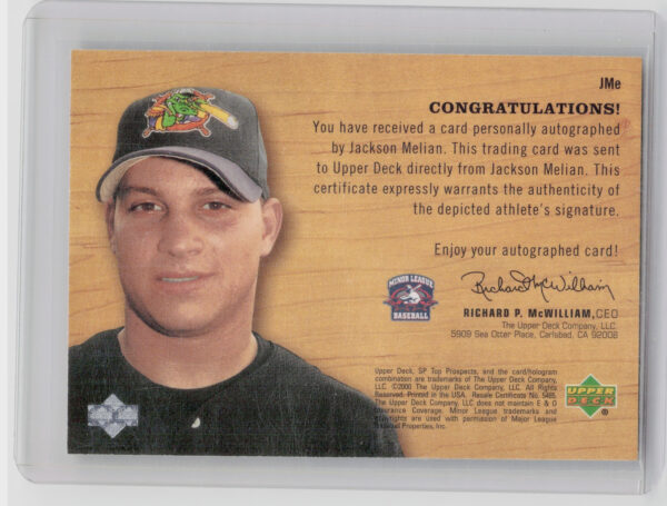 2001 SP Top Prospects Jackson Melian AU #JMe Navigators Chirography - Image 3