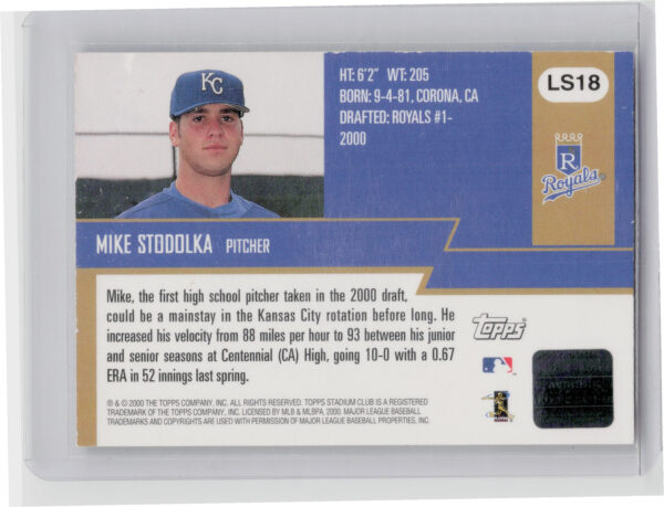 2001 Stadium Club Mike Stodolka AU #LS18 Royals Lone Star Signatures - Image 3