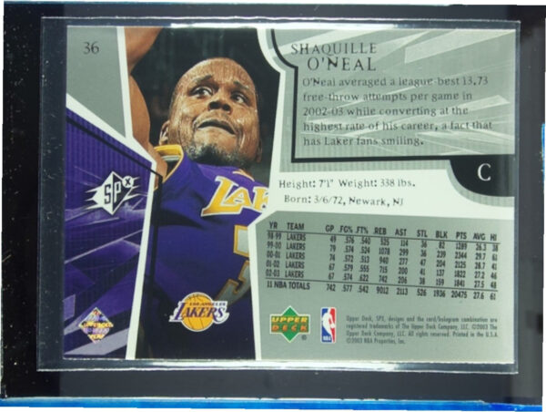 2003-04 SPx Shaquille O'Neal #36 Lakers - Image 3